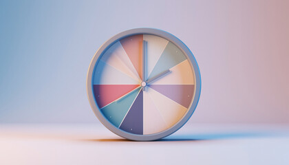 Minimalist Clock Divided into Pastel Color Segments