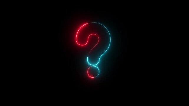 question mark icon animation glowing neon Neon Glowing Question Marks Icon background Animation. ,neon line question mark icon animation on background.