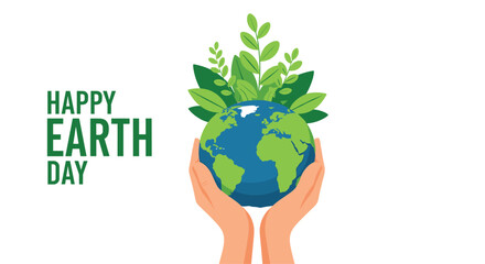 Hands cradling a globe with sprouting leaves celebrating Earth Day, symbolizing environmental care and sustainability for a healthy planet.
