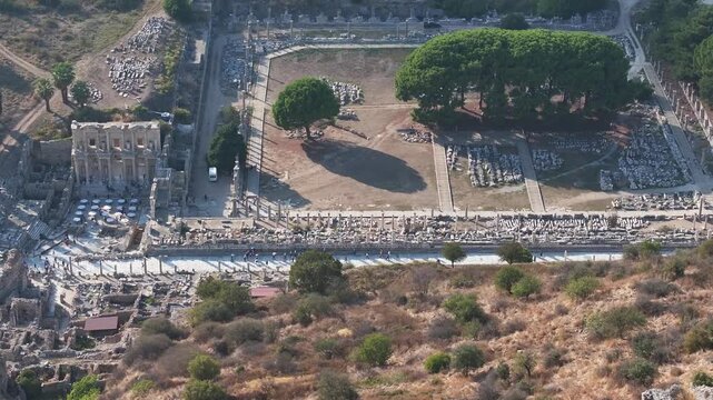 Ephesus Ancient City (Efes Antik Kenti) Drone Video, Selcuk Izmir, Turkey (Turkiye)