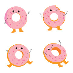 Cute Donut Character Vector Set with Fun Expressions and Colorful Frosting Designs