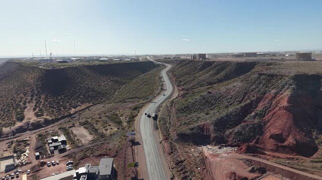 Aerial view of the city of A&ntilde;elo, Neuqu&eacute;n. Shale Capital. Vaca Muerta.