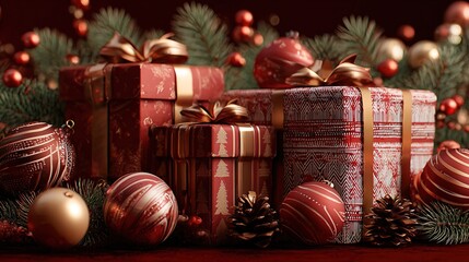Festive Christmas Gifts with Elegant Ornaments