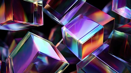 3D Transparent Geometric Forms Spinning in Motion