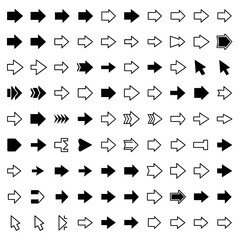 A comprehensive collection of diverse arrow vector icons in various styles, perfect for web design, user interface development, and directional indications across digital platforms