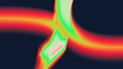 Vibrant wavy light glowing red and green energy art with grainy texture