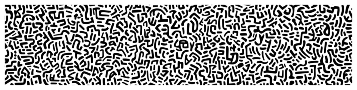 Abstract organic seamless pattern Black and white vector background with random chaotic lines