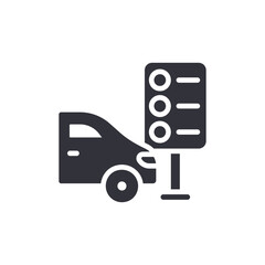 Autonomous Car Stopping At Traffic Light Modern Icon