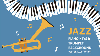 16:9 background material. Vector illustration data of a retro design of curved piano keys © halmio