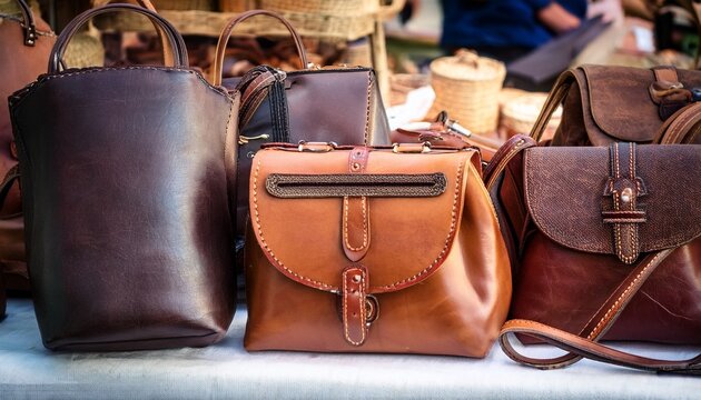 artisan leather bags at a farmers market