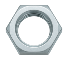 Zinc-coated thin jam lock nut for electrical enclosure applications.