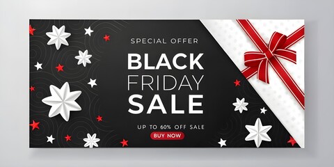 Black Friday Sale Banner Up To 60% Off, Modern Digital Promotion Background