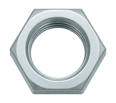 Zinc-coated thin jam lock nut for electrical enclosure applications.