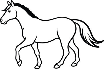 Adobe Illustrator Artwork  Trotting forward: Horse with beautiful with long mane and tail flutters in the wind, isolated vector design
