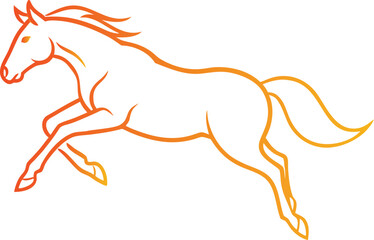 Adobe Illustrator Artwork  Trotting forward: Horse with beautiful with long mane and tail flutters in the wind, isolated vector design
