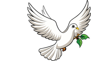 Cartoon Peace Dove with Olive Branch Illustration | Symbol of Hope and Freedom
