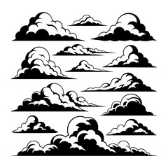 Monochrome Sky Dreams An Array of Cloud Silhouette Designs