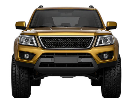 Golden Off-Road SUV with Rugged Styling – 3/4 Front Angle PNG Cutout