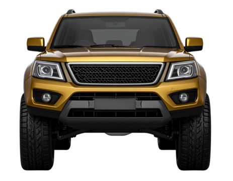 Golden Off-Road SUV with Rugged Styling – 3/4 Front Angle PNG Cutout