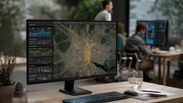 Smart city visualization displaying AI-predictive maintenance alerts integrated with sewer and stormwater networks &mdash; representing intelligent urban planning, proactive infrastructure management,