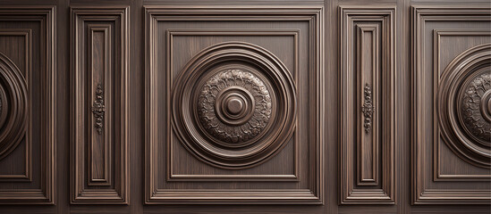 Fototapeta premium wooden engrave moulding panels old brown concept background