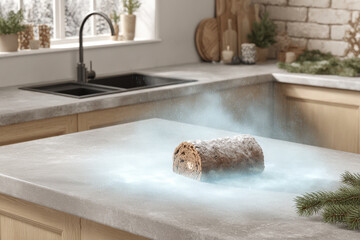 modern kitchen featuring ar recipes for festive christmas dishes and desserts