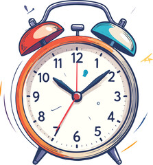 Alarm Clock Ringing with Energetic Motion Lines, Depicting Wake-Up, Time, and Dynamic Morning Energy