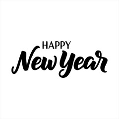 Happy New Year Typography Vector | Handwritten Calligraphy Greeting Design