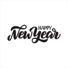 Happy New Year Typography Vector | Handwritten Calligraphy Greeting Design