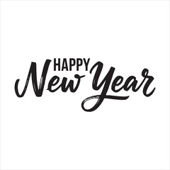 Happy New Year Typography Vector | Handwritten Calligraphy Greeting Design