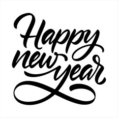 Happy New Year Typography Vector | Handwritten Calligraphy Greeting Design