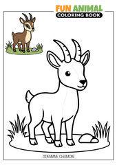 Apennine Chamois (goat-antelope) Coloring Book Page for Kids with a Full Color Reference