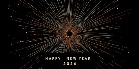 2026 Merry Christmas and Happy New Year in sparkler font and firework fireworks pyrotechnic.