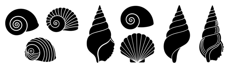 seashell silhouette collection sea shell icons set