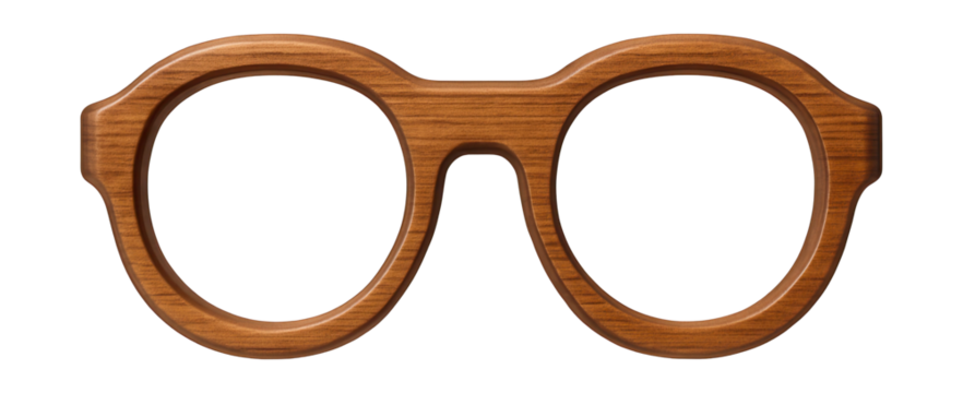 Smooth wooden template for crafting traditional optical lenses.