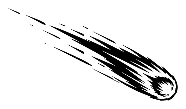 falling comet meteor fireball silhouette vector logo