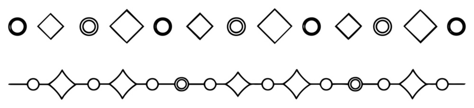 geometric shape border set circle and rhombus divider vector