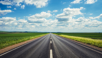 Fototapeta premium Clear Blue Highway Stretching into the Horizon