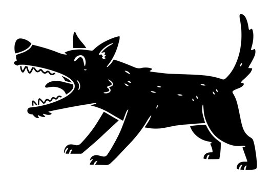 angry barking dog or wolf silhouette vector