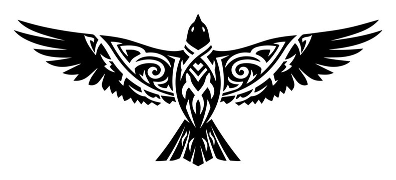 tribal raven tattoo celtic bird symbol vector