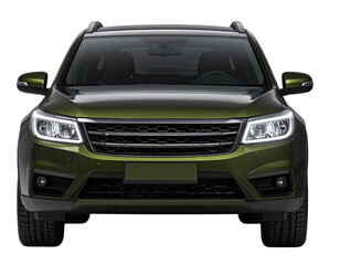 Deep Olive SUV, Front-Right Perspective, Isolated on Transparent Background