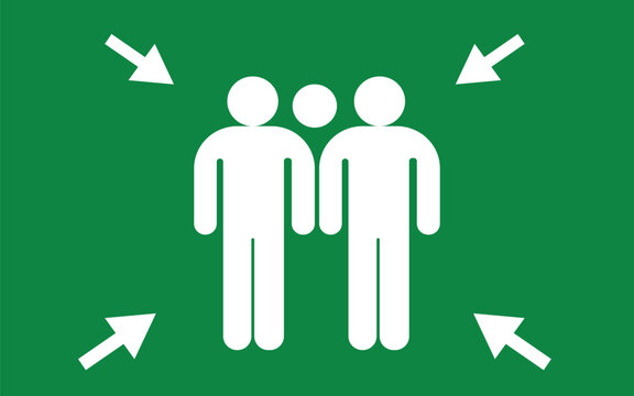 Safety Meeting Point Icon &ndash; Evacuation Assembly Area Symbol in Classic Green Vector
