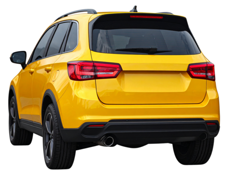 Yellow SUV, Right-Side Low Angle Perspective, Isolated on Transparent Background - Powered by Adobe