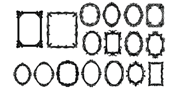 Collection of ornate vintage decorative frames isolated on white isolated on white background