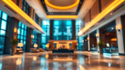 exclusivity. Luxurious hotel lobby with soft gradient lighting and abstract blur effects. real-estate listings.
