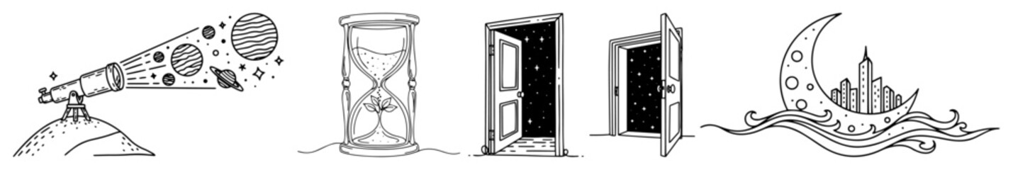 surreal magic and fantasy doodle icon set © Aisha Kudorova