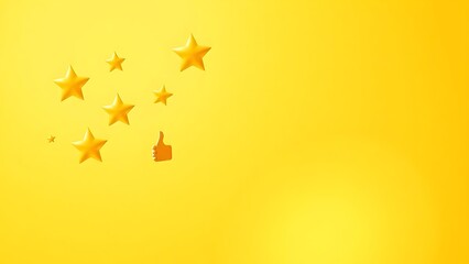 thumbsup. Abstract golden stars and thumbs-up symbol on a warm gradient, representing satisfaction. wellbeing guides, coaching materials, designed for coaching and self-improvement content.