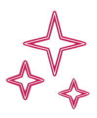 Pink neon starbursts glowing isolated on a transparent background