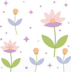 Obraz premium Dreamlike meadow pattern with luminous flowers