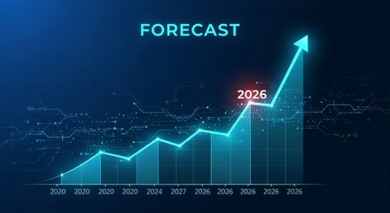 Obraz premium Financial forecast shows upward trend and future growth projection